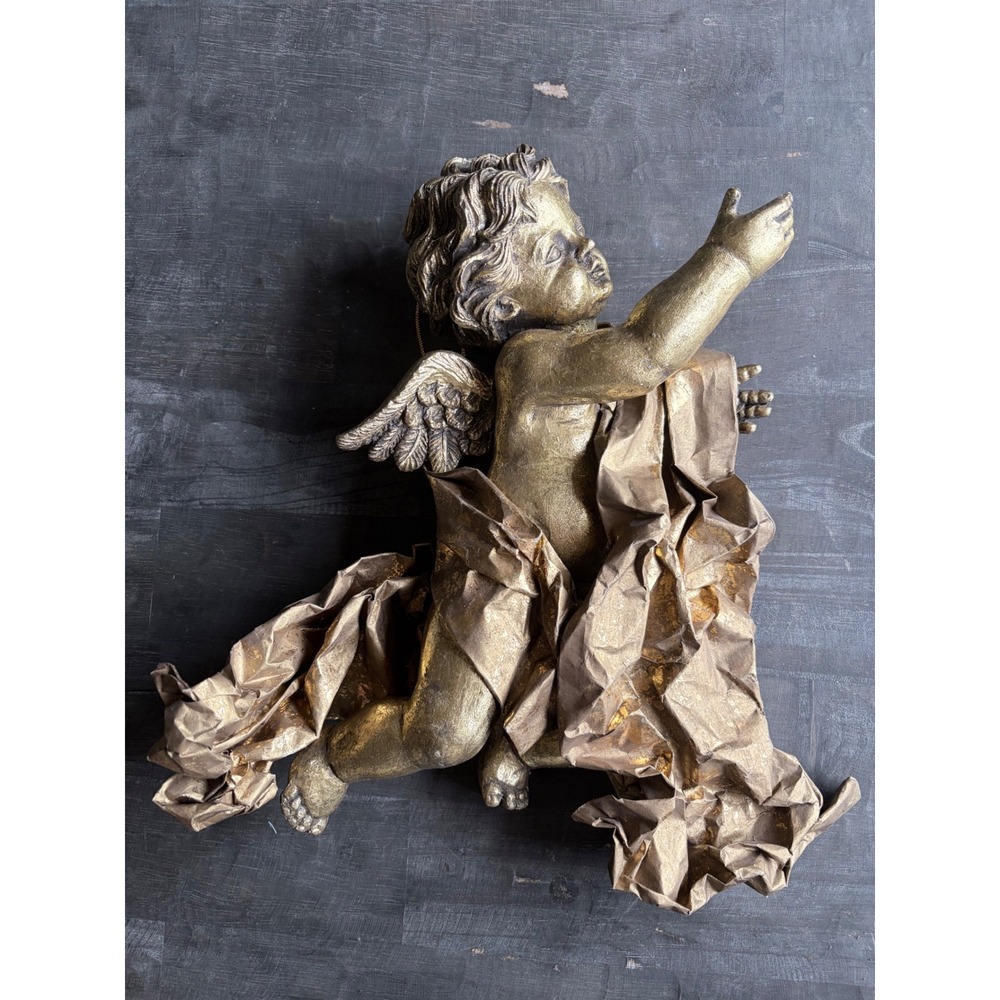 Vintage Gold Cherub Wall Hanging Angel Figurine Celestial Home Decor